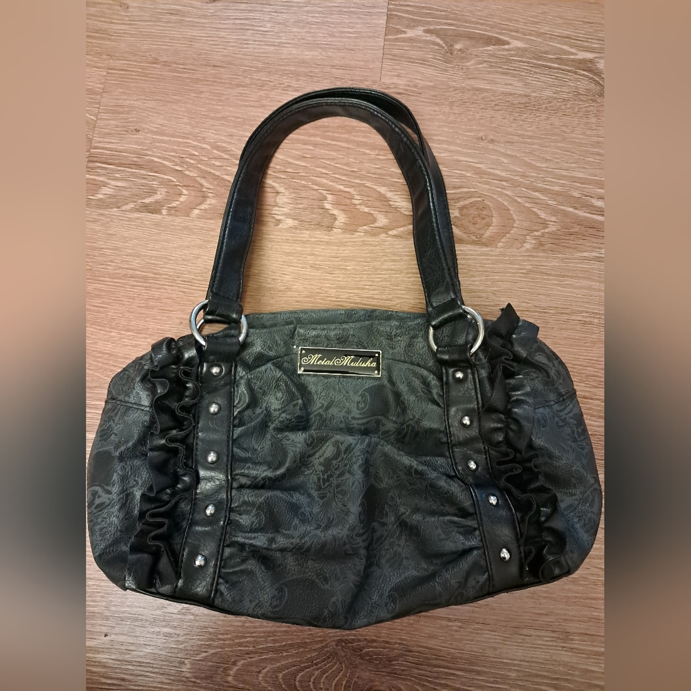 METAL MULISHA Skull Print Purse Bag + Playboy Bunny Wallet Ruched Ruffles Y2k